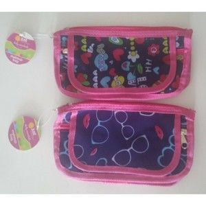 Just Because Daily Essentials Makeup Bags Set of 2 Cosmetic Pouches Pink